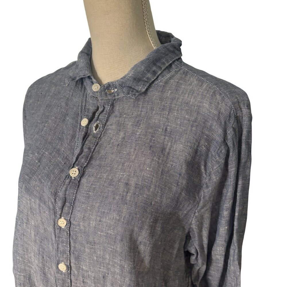 CP Shades Romy Linen Shirt S small chambray blue denim long sleeve button up - Picture 6 of 9